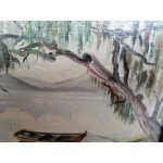 Малка картина масло на фазер, зелена рамка, Испания - 3624